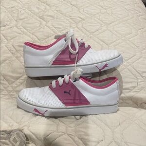 Puma Kids White and Pink Sneakers